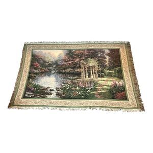 Thomas Kinkade The Garden of Prayer Tapestry Throw Blanket 66 X 45 Fringe Cotton